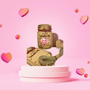 Set of 12 Valentine's Day cards with candy bag- Love in a Jar